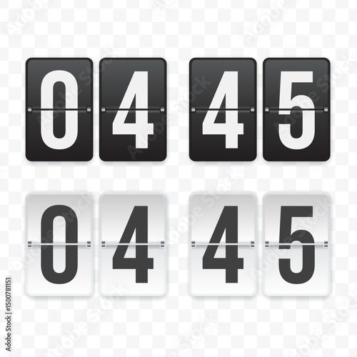 Vector illustration of a flip clock icon sign and symbol  quarter to five. Black and white colored icons for website design .Simple design