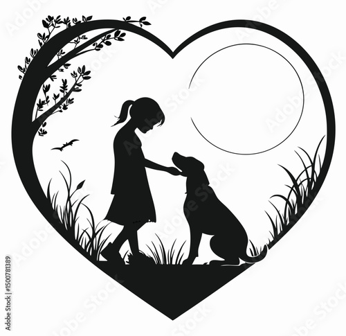 girl and the  dog setting