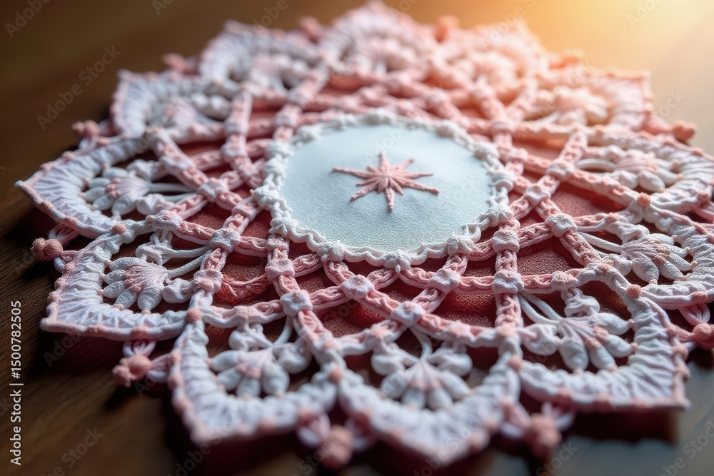 Obraz premium Geometric lace doily with intricate repeating motif, lace, beauty