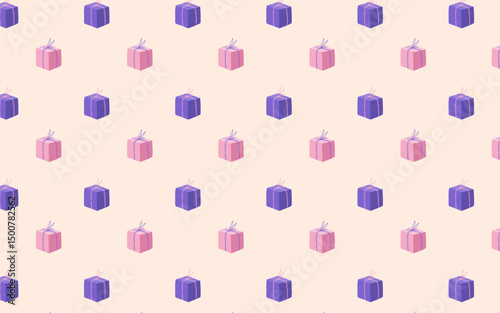 Elegant seamless pattern with delicate gift boxes in soft pastel shades. Perfect for refined celebrations and sophisticated designs.