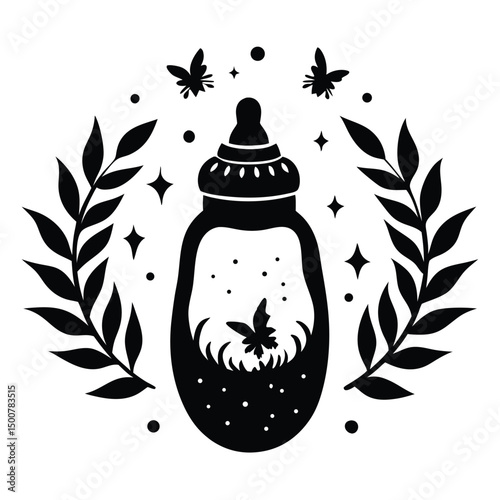 Baby bottle silhouette illustration for feeding and nurturing designs, baby bottle and pacifier isolated on white, baby bottle vector illustration, milk bottle vector art, bottle silhouette, baby bott