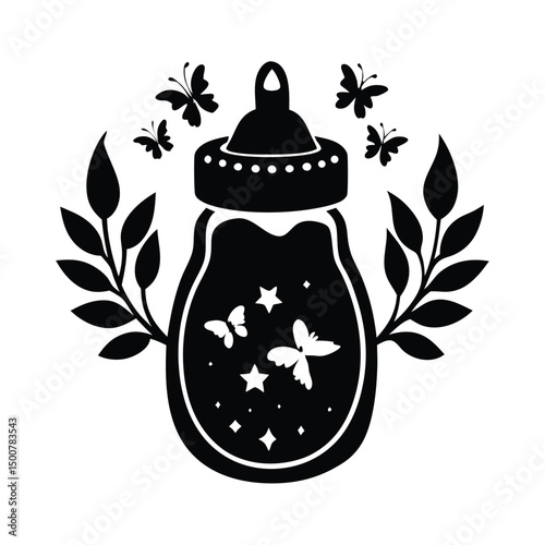 Baby bottle silhouette illustration for feeding and nurturing designs, baby bottle and pacifier isolated on white, baby bottle vector illustration, milk bottle vector art, bottle silhouette, baby bott
