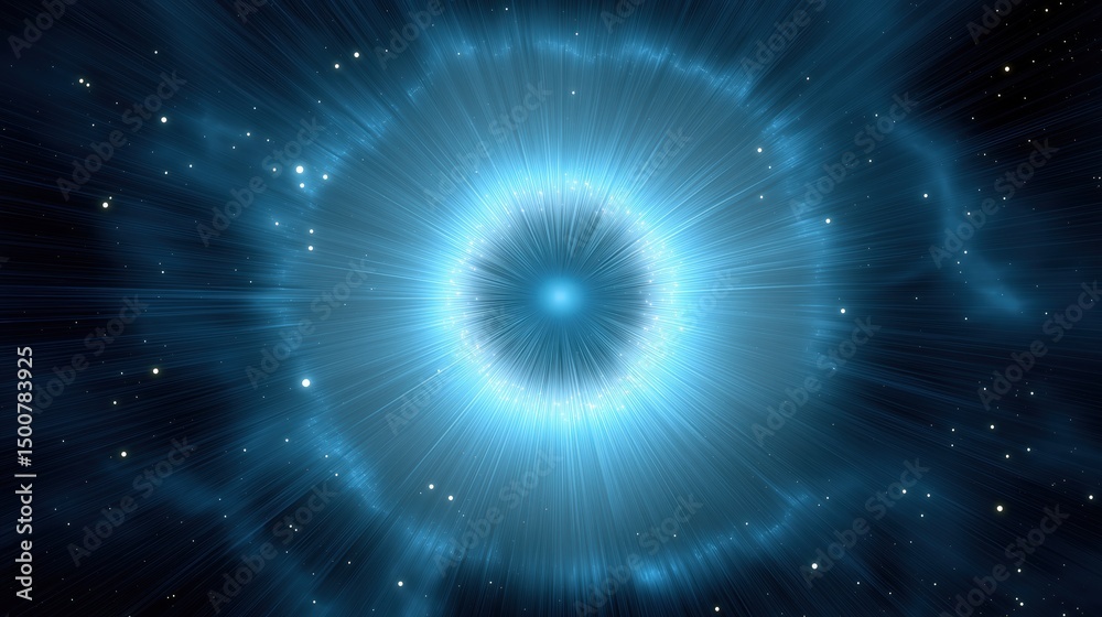 Obraz premium Cosmic blue energy burst in space