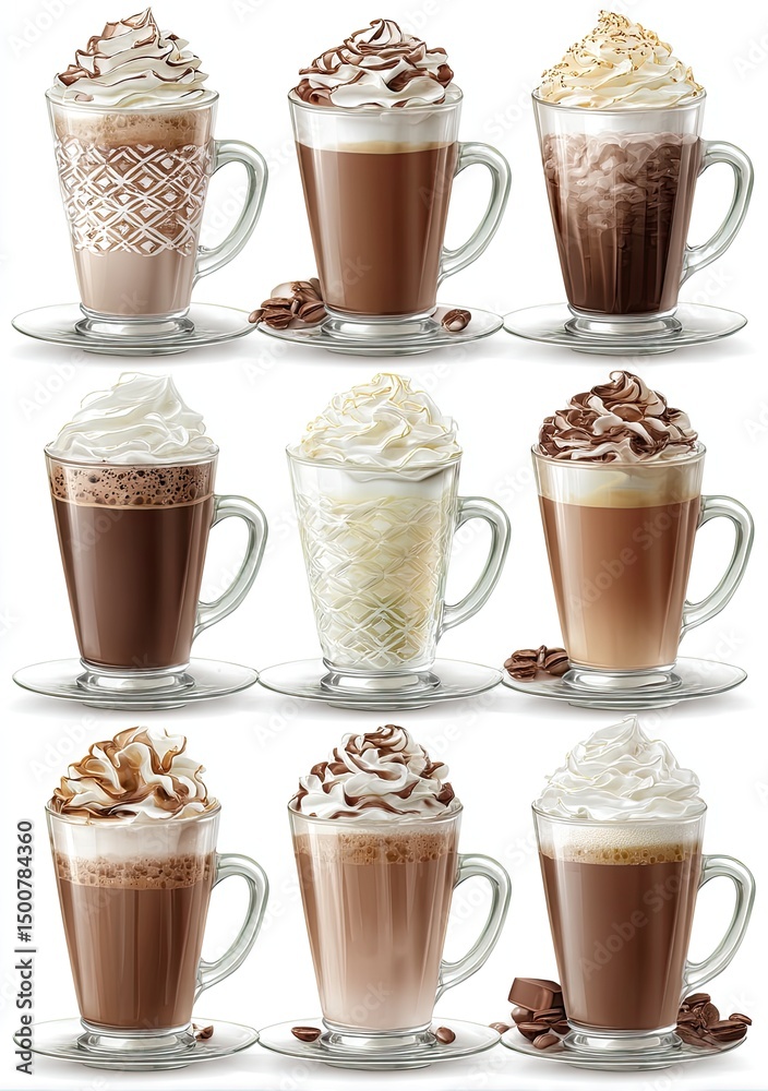 Obraz premium Assorted Latte Art Designs