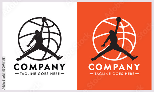 Minimalist vector logo, icon or illustration in modern style related to basketball.