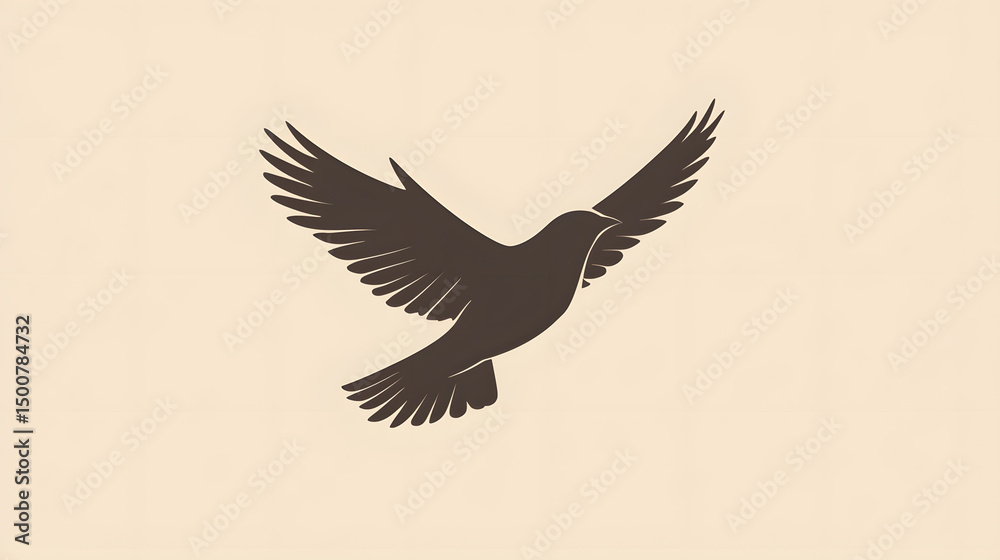 Fototapeta premium Soaring Silhouette: A serene visual of a dove, its wings outstretched in a moment of graceful flight, embodying freedom and peace.
