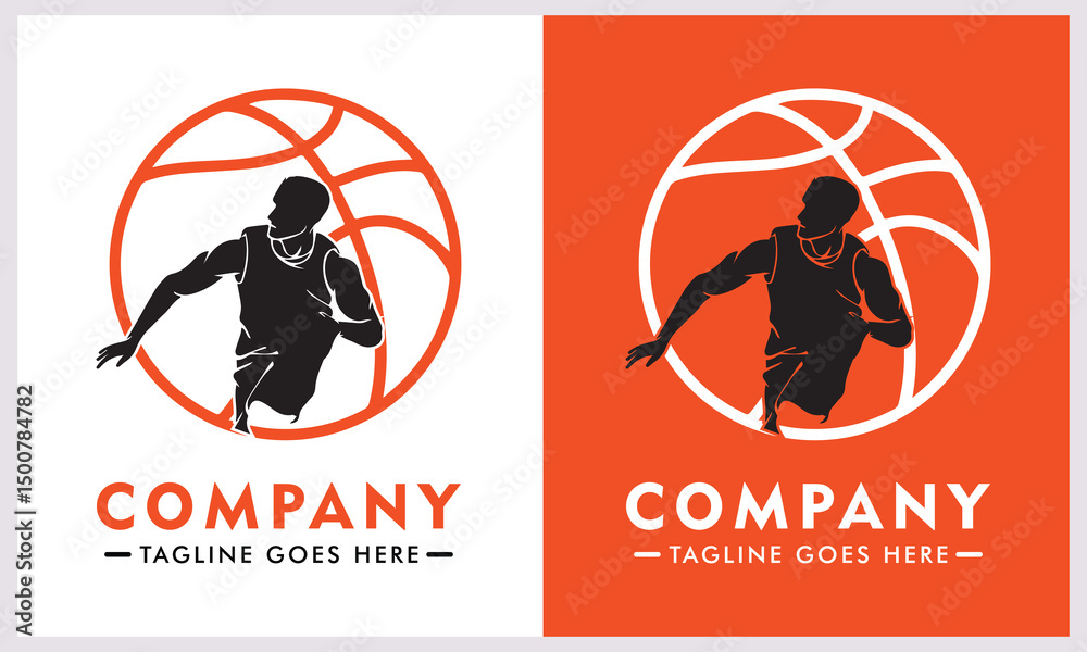 Fototapeta premium Minimalist vector logo, icon or illustration in modern style related to basketball.