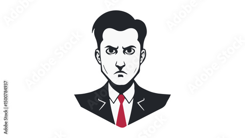 serious businessman in suit vector illustration simple shape