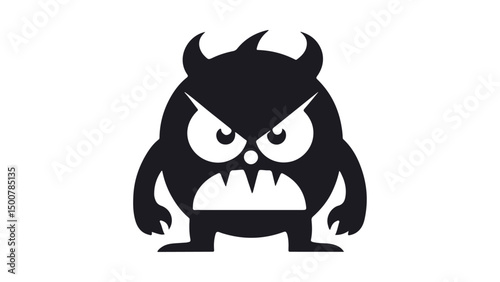 simple vector icon of a monster shape with horns illustration, simple vector illustration of a monster with horns and opened mouth