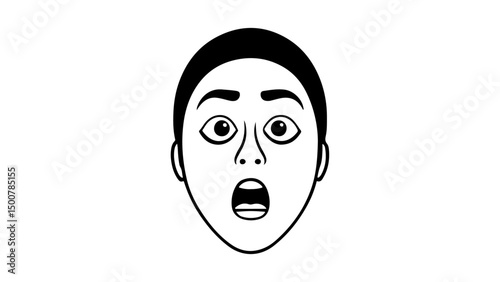 amazed person face with opened mouth, simple wow face vector illustration