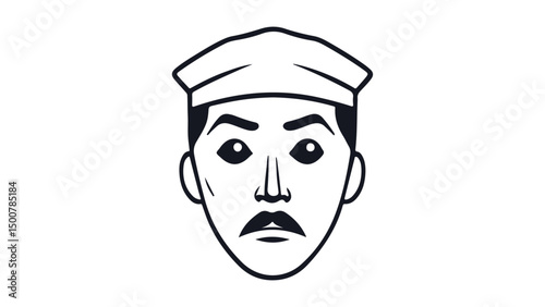 face of a baker person with mustache vector simple shape illustration silhouette