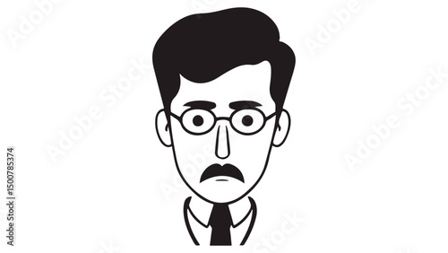 simple doctor shape with glasses and mustache vector illustration, illustration of a doctor face, illustration of a person with mustache and glasses