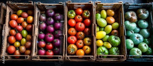 Colorful Tomatoes in Wooden Crates (1)