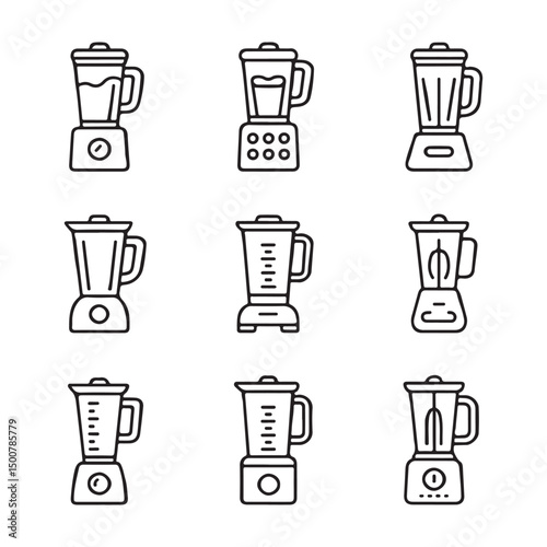 Blender Icons for Kitchen and Cooking Use. Collection of Modern Blender Designs
