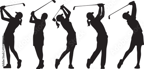 Golf swing silhouettes action sequence sport