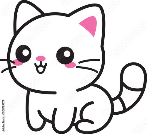 Cartoon cute cat kitten illustration