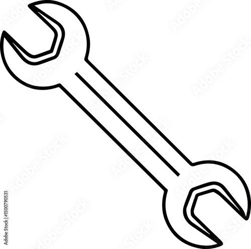 wrench outline vector illustration, coloring book page line art	