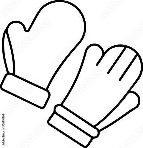 glove outline vector illustration, coloring book page line art