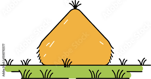 Minimalist Haystack Vector Illustration – Simple Flat Cartoon Straw Pile Icon for Farm and Harvest Concepts