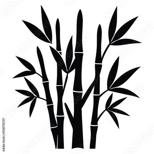 bamboo tree icon, bamboo tree line art - simple line art of bamboo tree, perfect for bamboo tree logos and icons, bamboo plant silhouette isolated on white