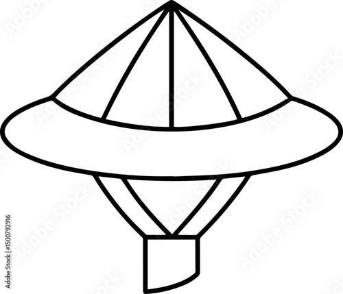 vietnamese conical hat outline vector and illustration, coloring book page
