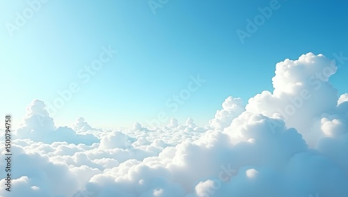 Cloudscape of Serenity: A breathtaking vista of a vibrant blue sky adorned with fluffy, white clouds, invoking a sense of peace and freedom.