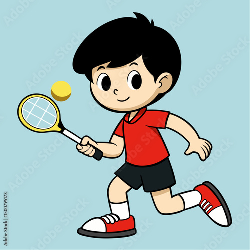 boy playing tennis
