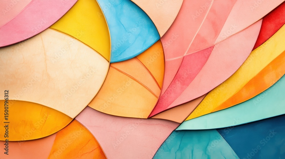 Fototapeta premium Abstract Layered Shapes in Vibrant Warm and Cool Tones