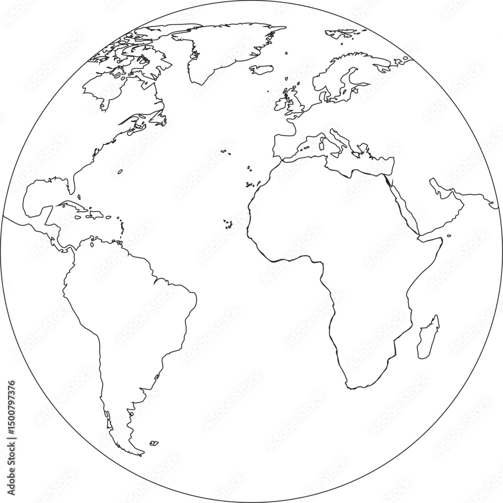 Fototapeta premium sketch illustration vector design globe earth image with continents and islands