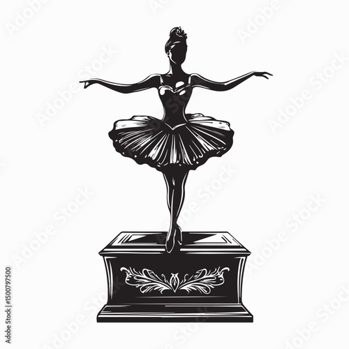 Ballerina Music Box Image Vectors Isolated on white background.