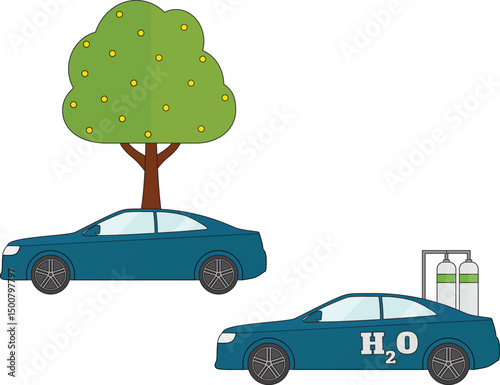 sketch illustration vector design icon logo symbol car vehicle with the use of bio fuel to support environmental conservation