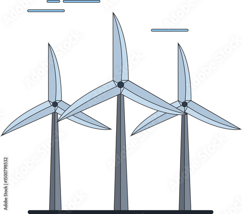 sketch illustration vector design icon of windmill building on the meadow