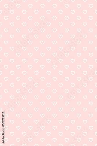 Seamless pattern white hearts on pink background