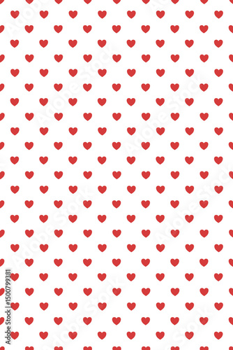 Seamless pattern red hearts on white background