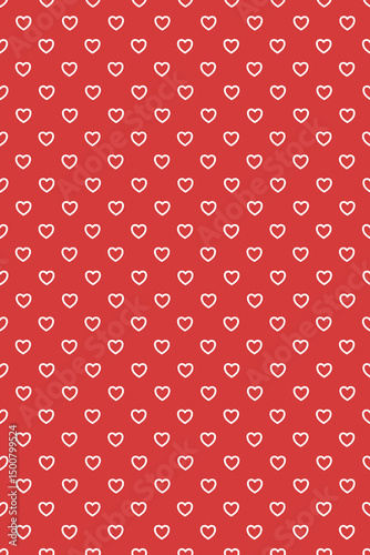 Seamless pattern white hearts on red background