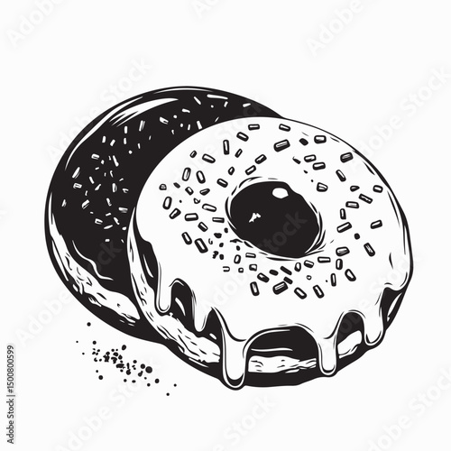 Two Chocolate Donuts Image vector isolated on white background.
