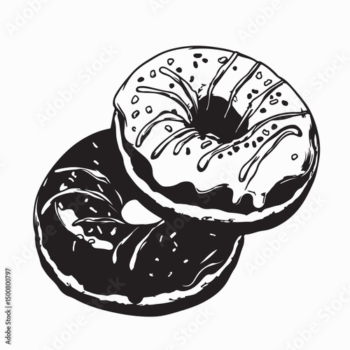 Two Chocolate Donuts Image vector isolated on white background.