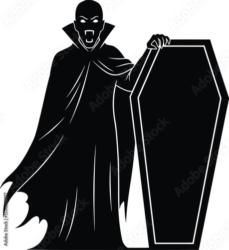 cinematic shot, dark victorian horror, vampire rising from coffin, dramatic lighting, brooding atmosphere, goth aesthetic, gothic architecture, high contrast, dramatic composition
