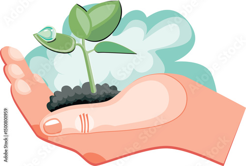 sketch image illustration vector design symbol icon nature conservation with tree planting