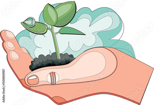 sketch image illustration vector design symbol icon nature conservation with tree planting