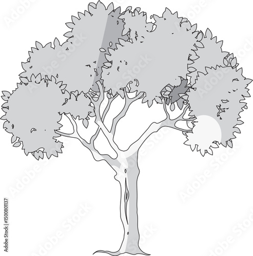 sketch of vector illustration of tree plant design for greening city park
