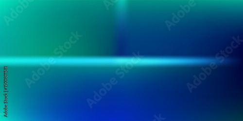 Abstract background pattern of blue-green gradient studio space, walls and floors reflect neon light with dark color and feel fast with beautiful future blue-green background