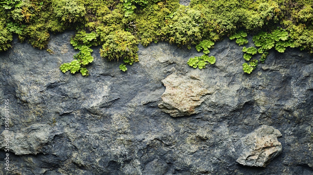 Obraz premium Lichen-covered rock texture, alpine environment background