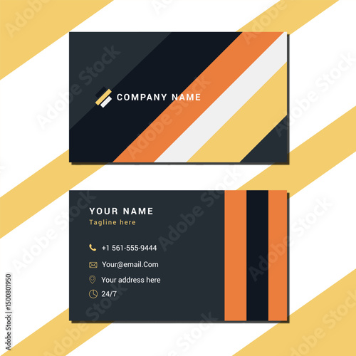 professional modern business card design template with diagonal stripes
