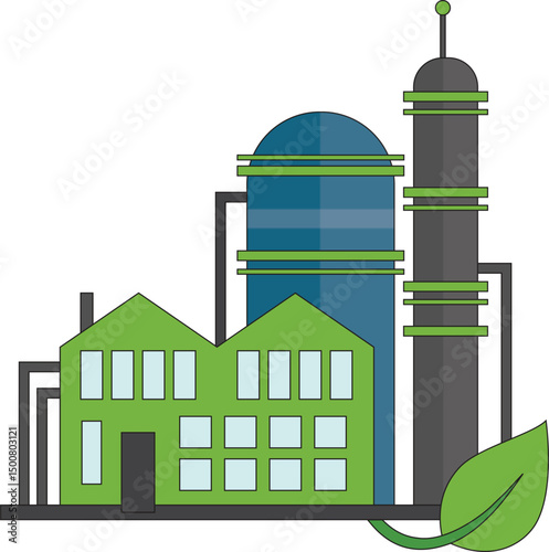 sketch illustration vector design of industrial building construction of factory emitting smoke pollution