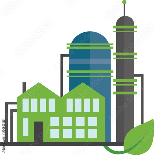 sketch illustration vector design of industrial building construction of factory emitting smoke pollution