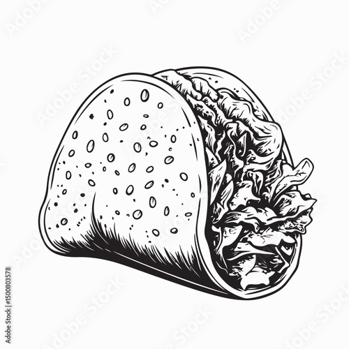 Mexican fast food taco sandwich with beef and cheese in tortilla image vector