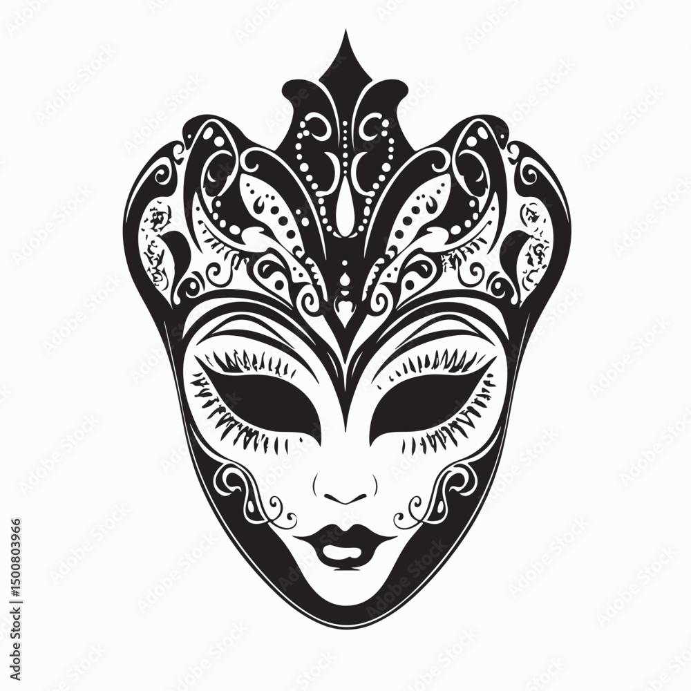 Naklejka premium Carnival Venetian Mask Blending Tradition Image vector isolated on white background.