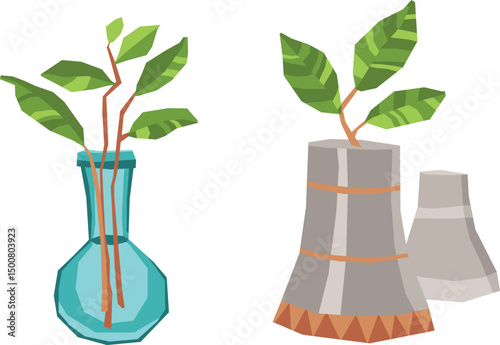 sketch image illustration vector design icon logo symbol plant growing sprout to support environmental conservation