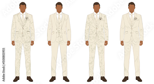 Beige suits for men illustration